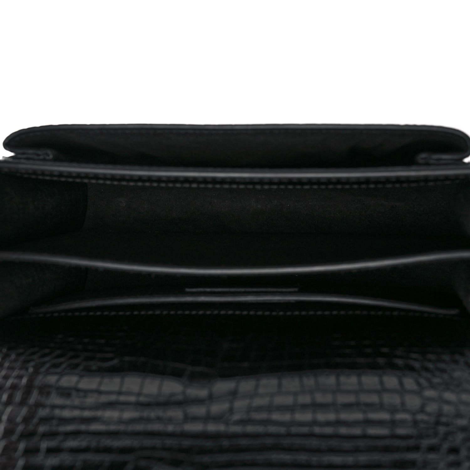 Saint Laurent Calfskin Crocodile Embossed Medium Monogram Sunset Black 5 of 8