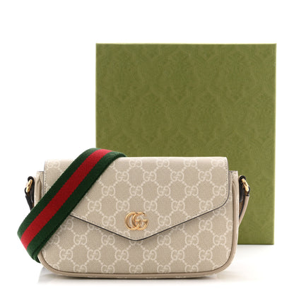 Gucci GG Supreme Monogram Textured Dollar Calfskin Web Mini Ophidia Envelope Shoulder Bag Beige Mystic White Oatmeal 12 of 12