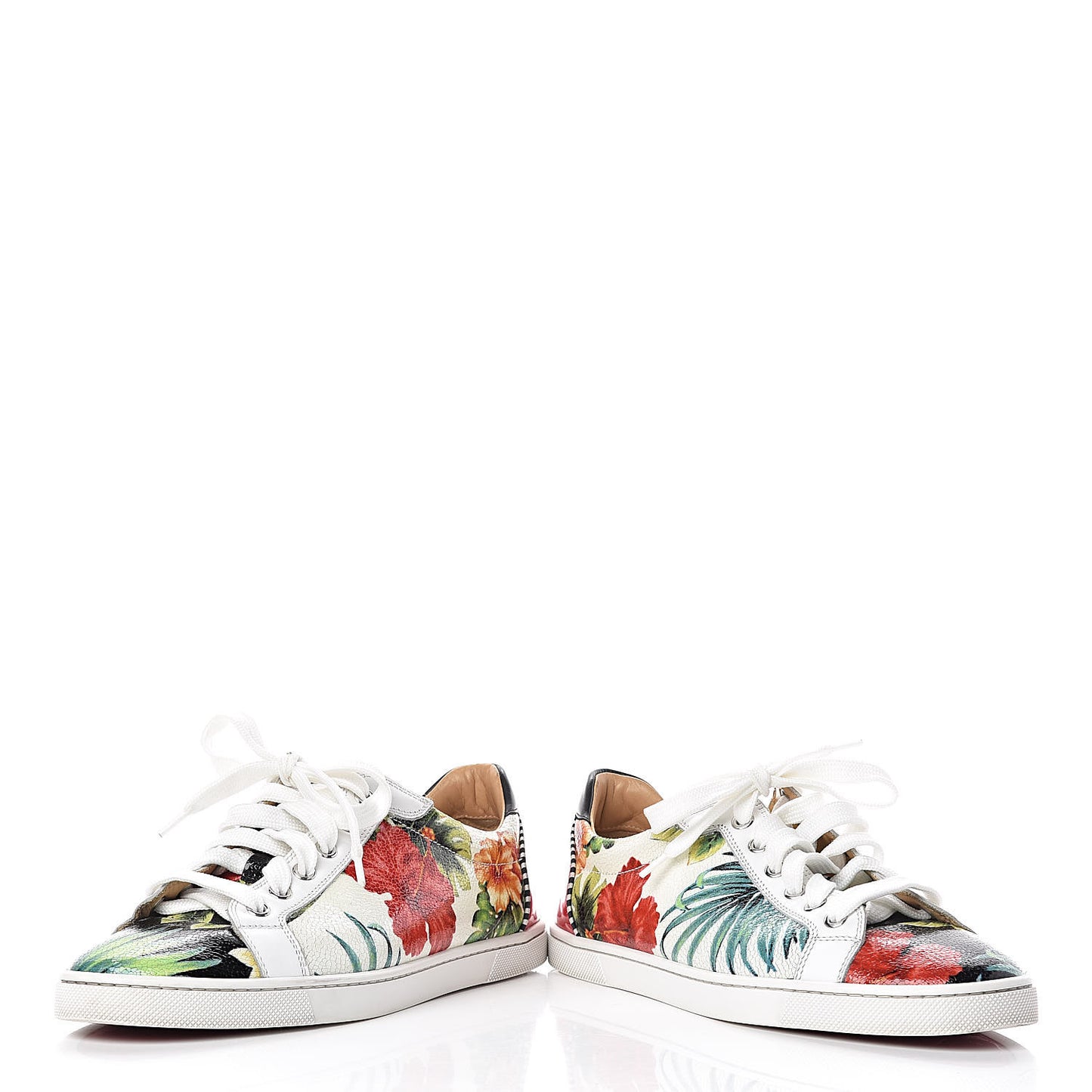 Crackled Calfskin Patent Hawaii Print Womens Seava Sneakers 38 Multi