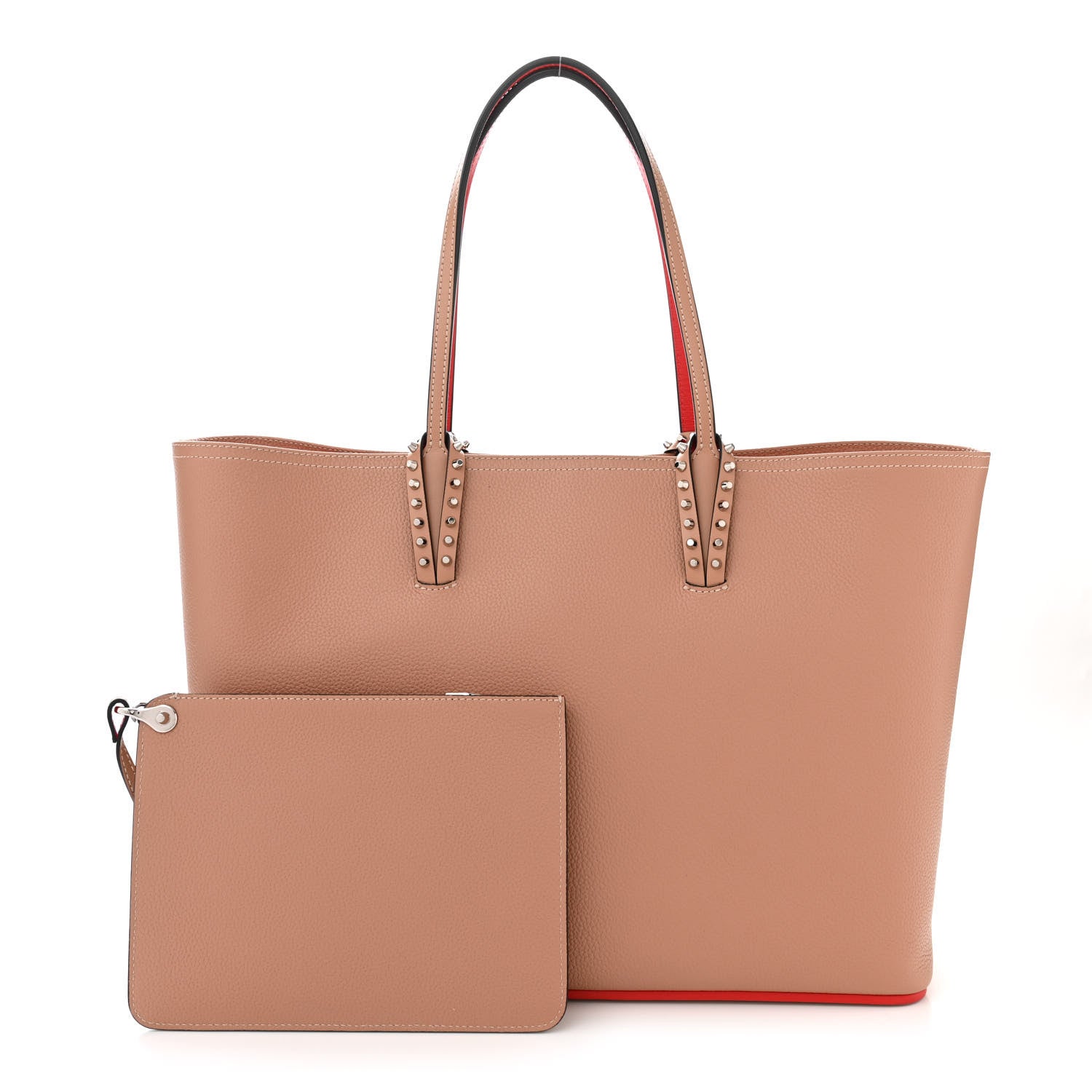 Christian Louboutin Calfskin Empire Spikes Small East West Cabata Tote Nude 3 of 13