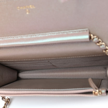 Chanel Iridescent Caviar Quilted Wallet On Chain WOC Beige 4 of 4