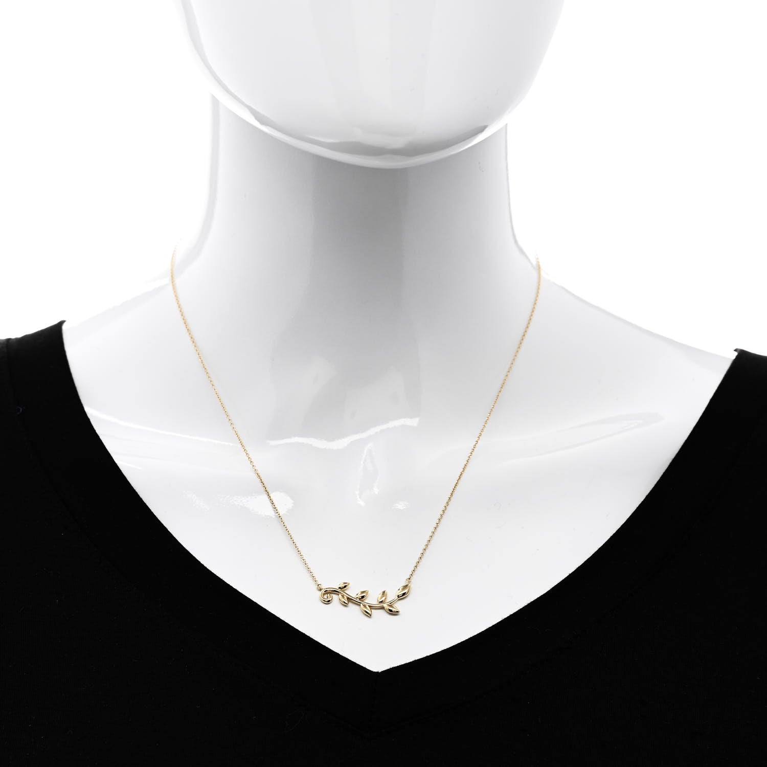 Tiffany 18K Yellow Gold Paloma Picasso Olive Leaf Vine Pendant Necklace 2 of 6