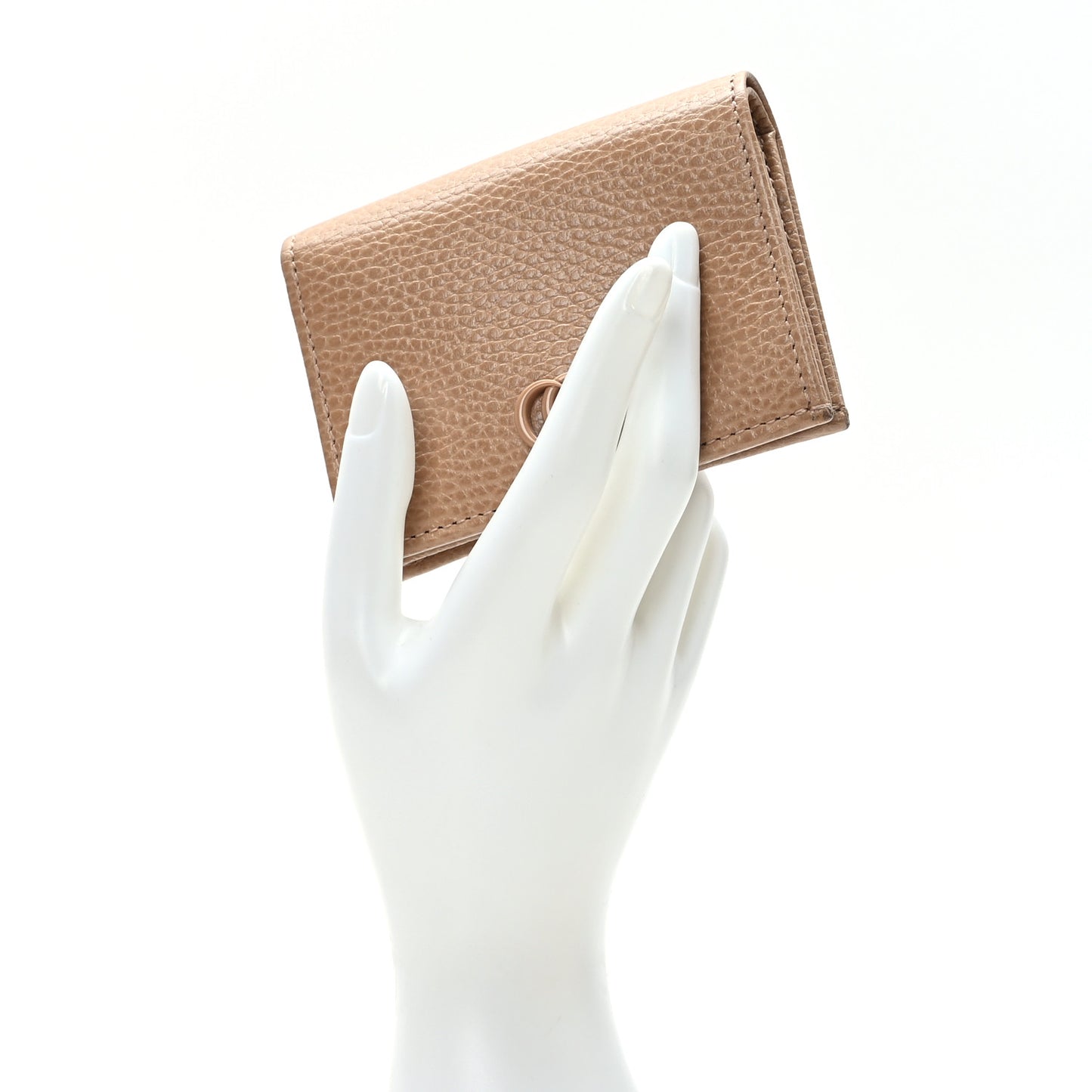 Dollar Calfskin Enamel Monochrome GG Marmont Card Case Camelia