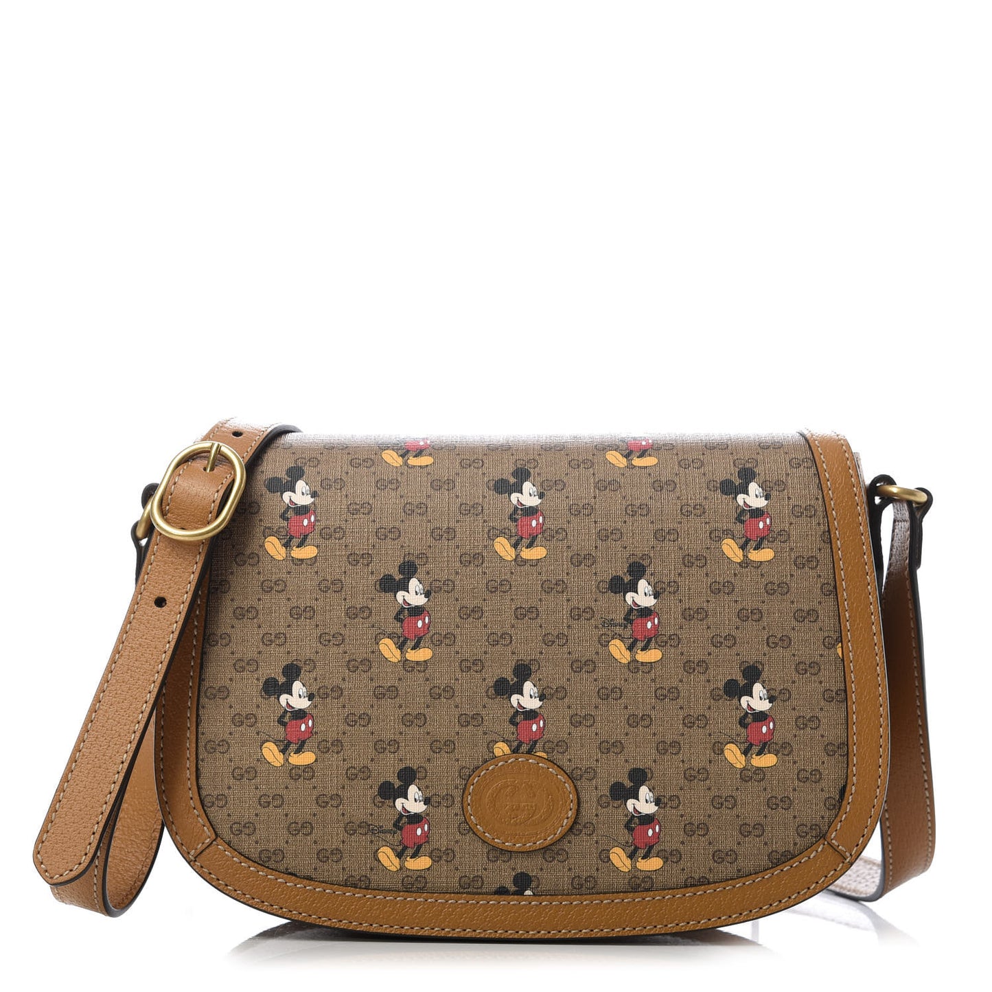 X DISNEY Mini Vintage GG Supreme Monogram Mickey Mouse Small Flap Messenger Bag Beige Vintage Sun Oil