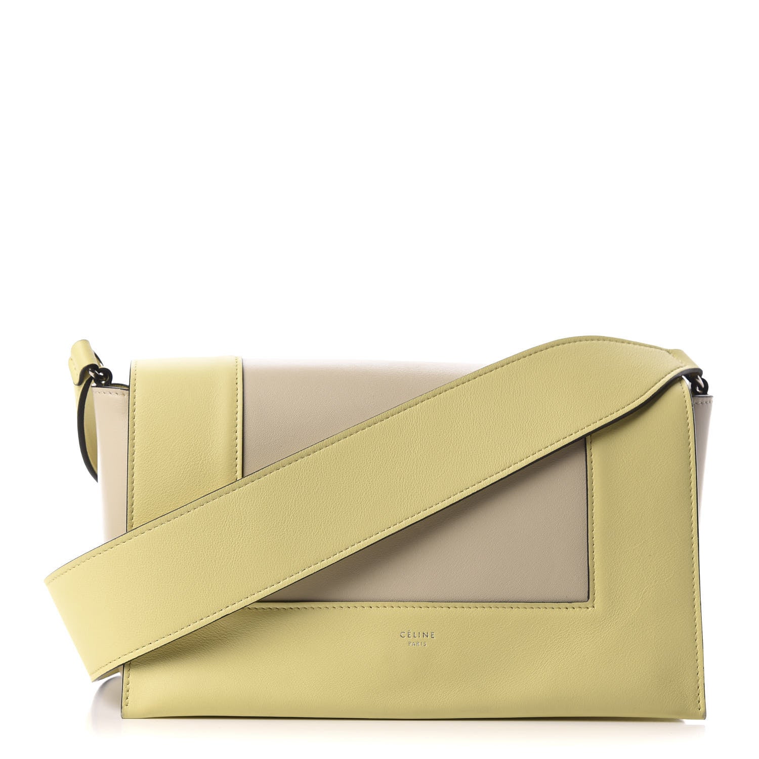 Celine Shiny Smooth Calfskin Medium Frame Shoulder Bag Beige Yellow 1 of 9