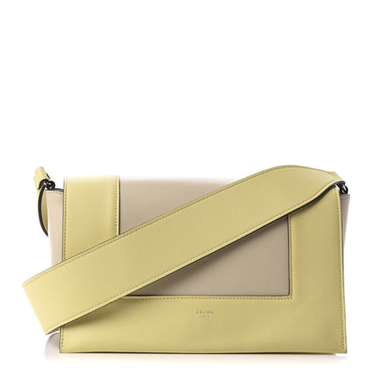 Celine Shiny Smooth Calfskin Medium Frame Shoulder Bag Beige Yellow 1 of 9