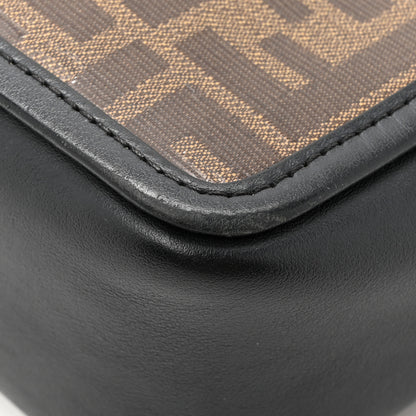 Fendi Glazed Fabric Vitello Century FF 1974 Stamp Patch Mini Camera Case Mogano Panna Black 11 of 13