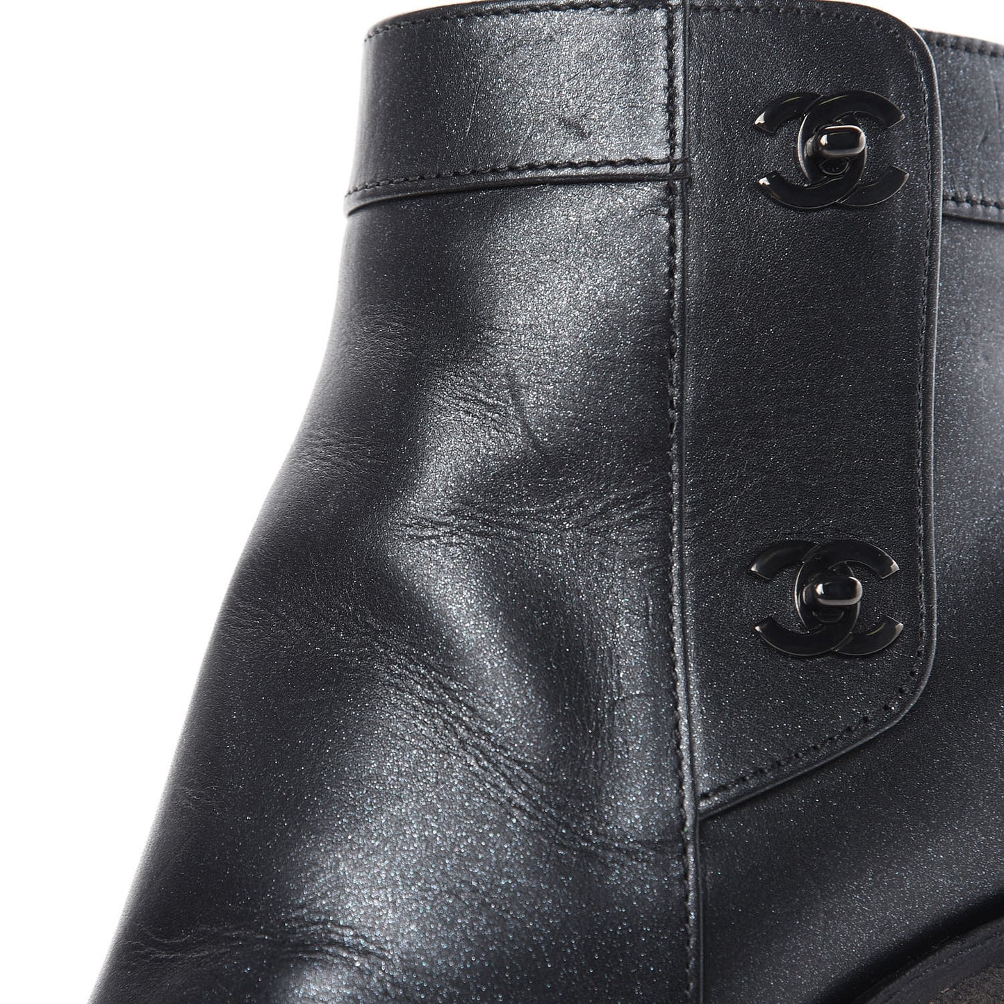 Goatskin CC Turnlock Ankle Boots 39.5 Black