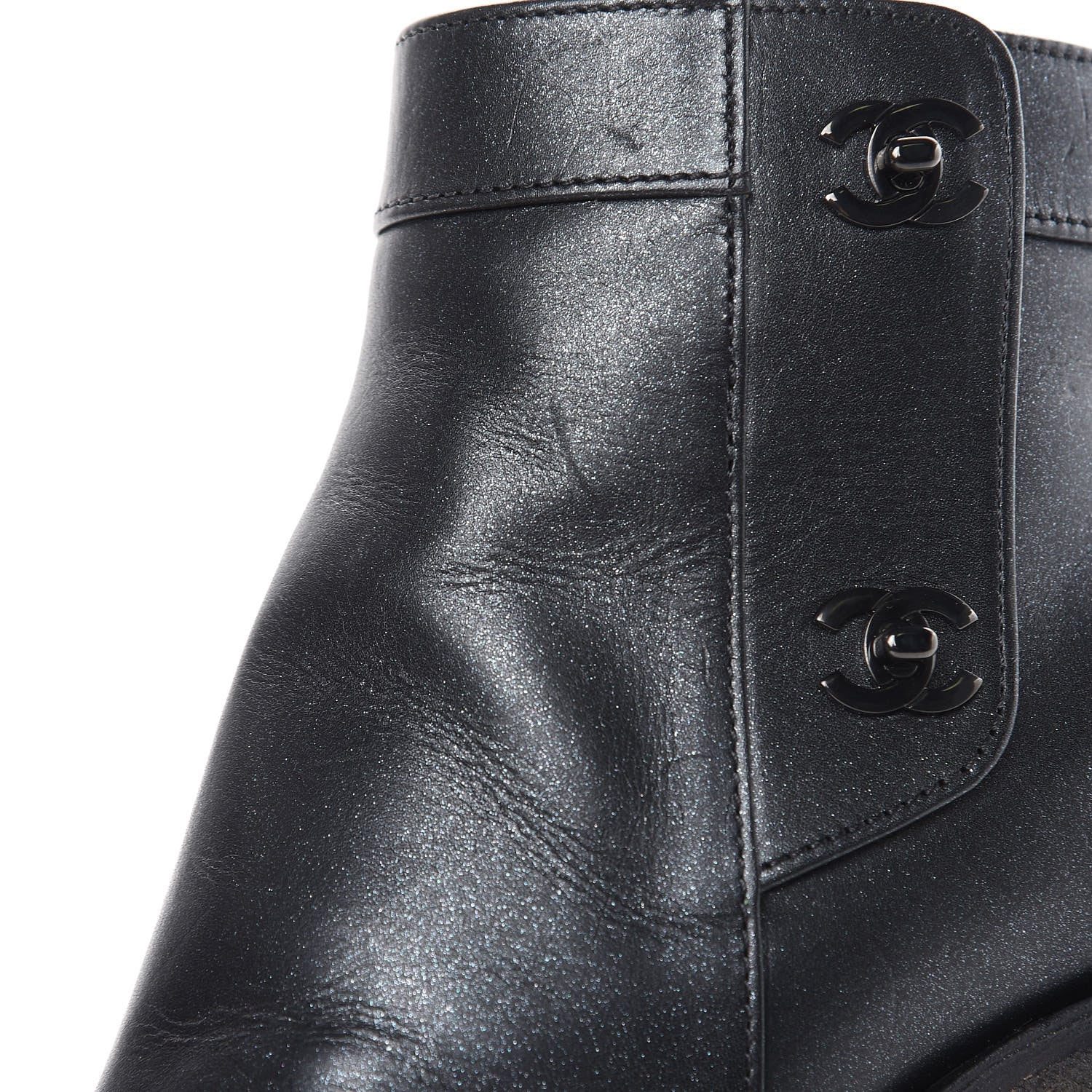 Chanel Goatskin CC Turnlock Ankle Boots 39.5 Black 12 of 13