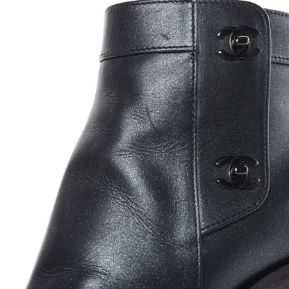 Chanel Goatskin CC Turnlock Ankle Boots 39.5 Black 12 of 13