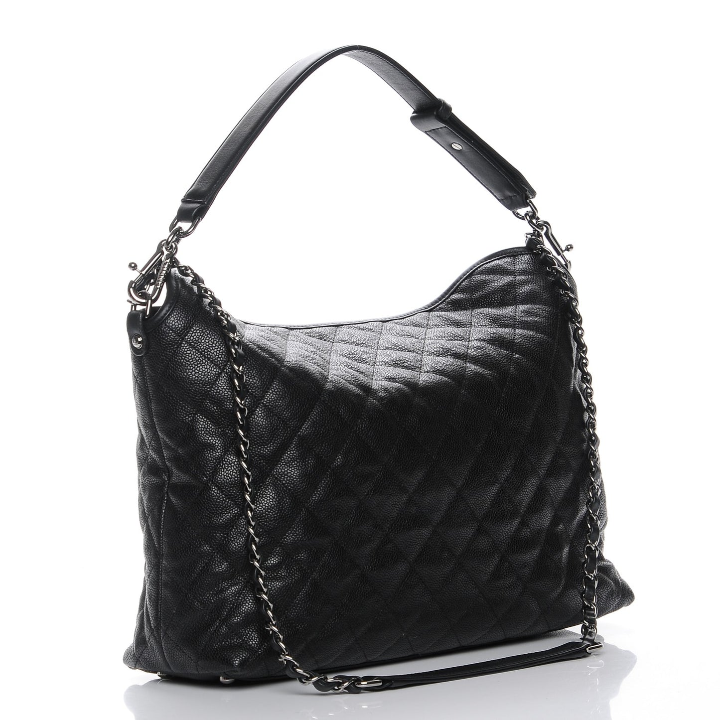 Caviar Quilted French Riviera Hobo Black
