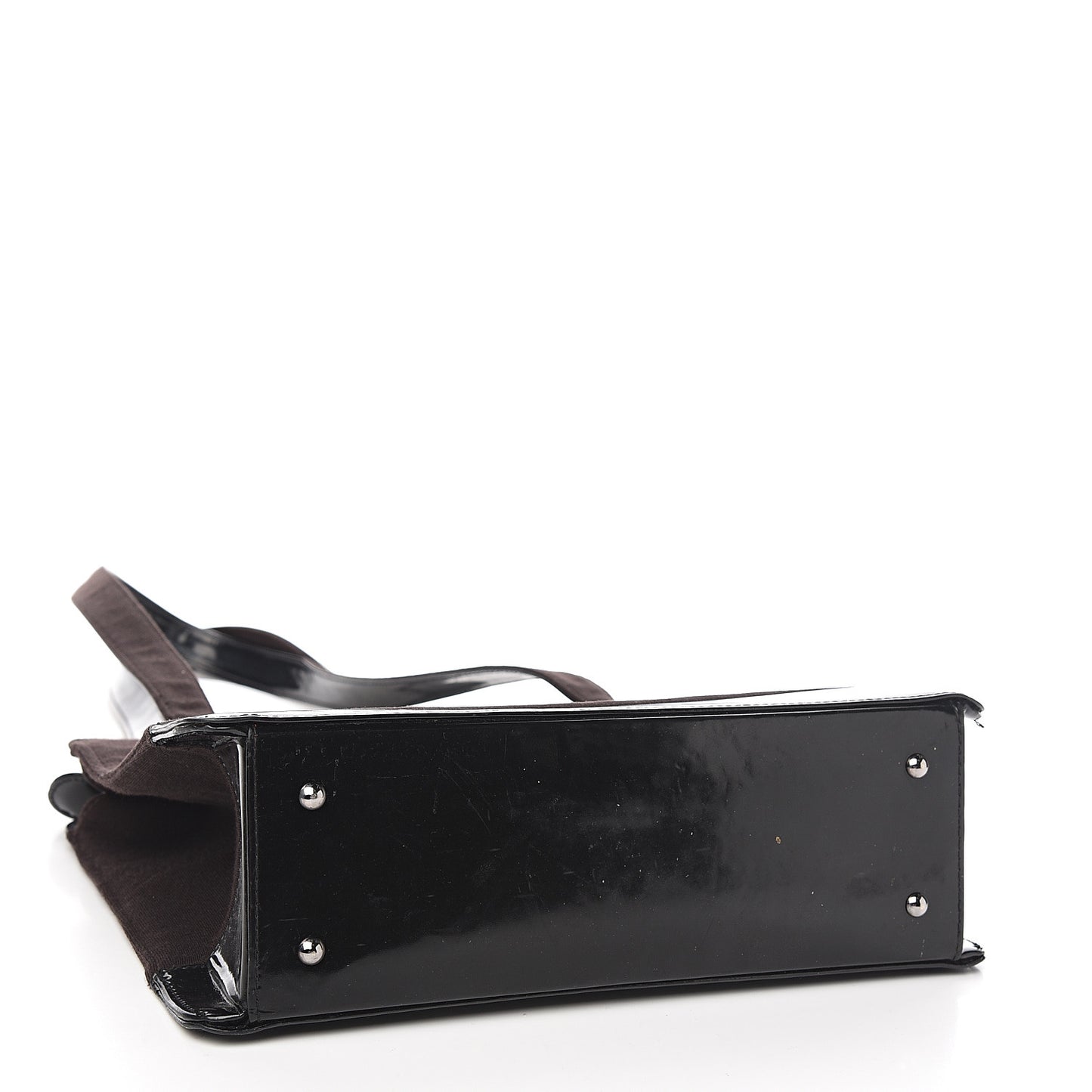 Patent Jersey Shoulder Bag Dark Brown