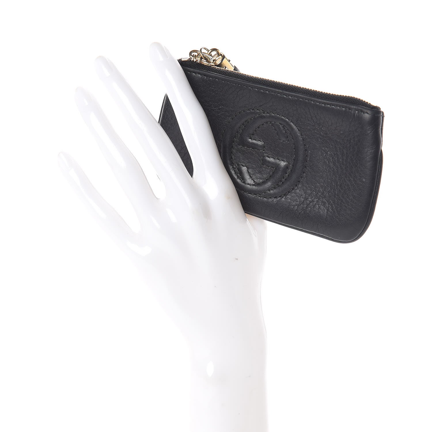 Gucci Pebbled Calfskin Soho Key Case Black 2 of 7
