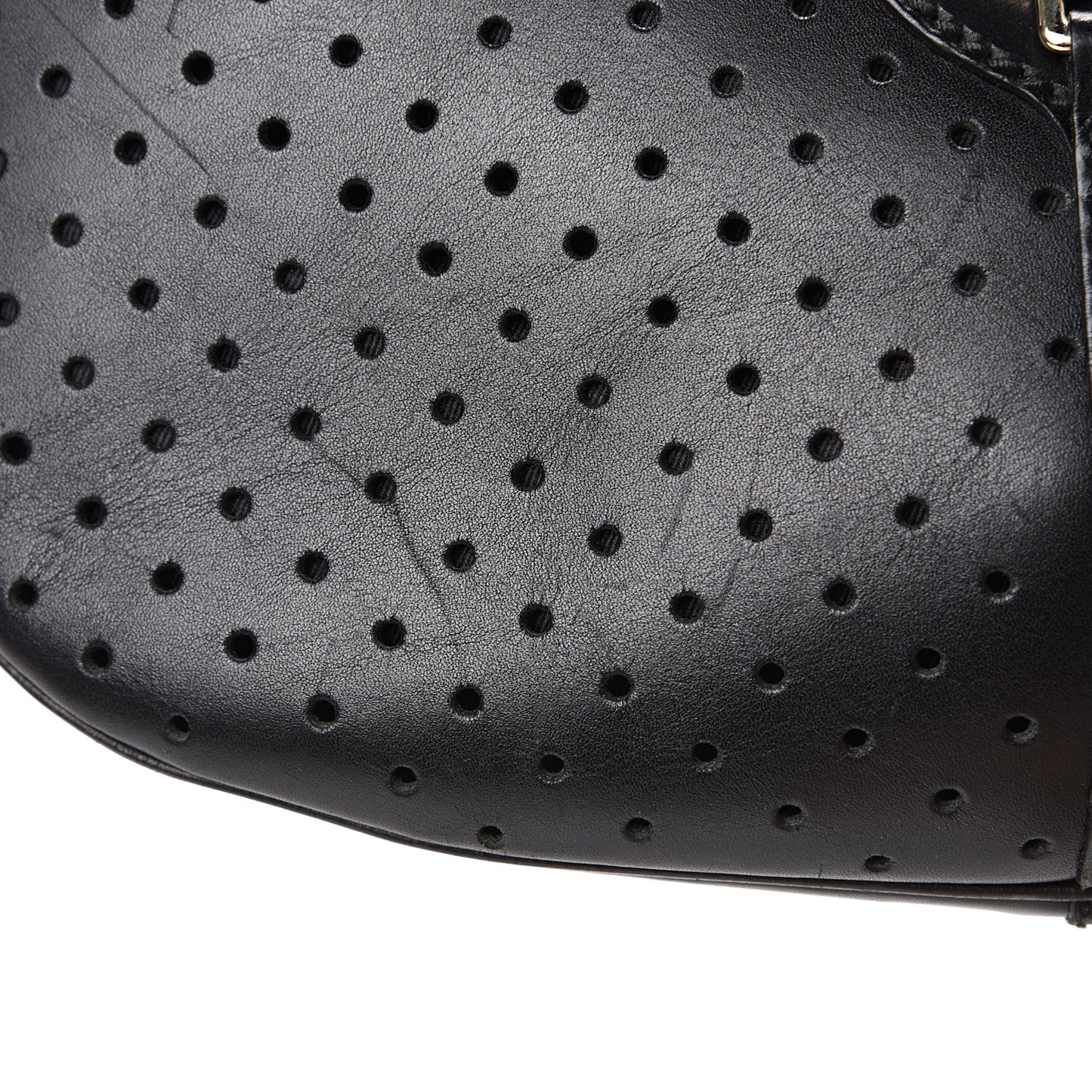 Perforated Calfskin Reins Hobo Black