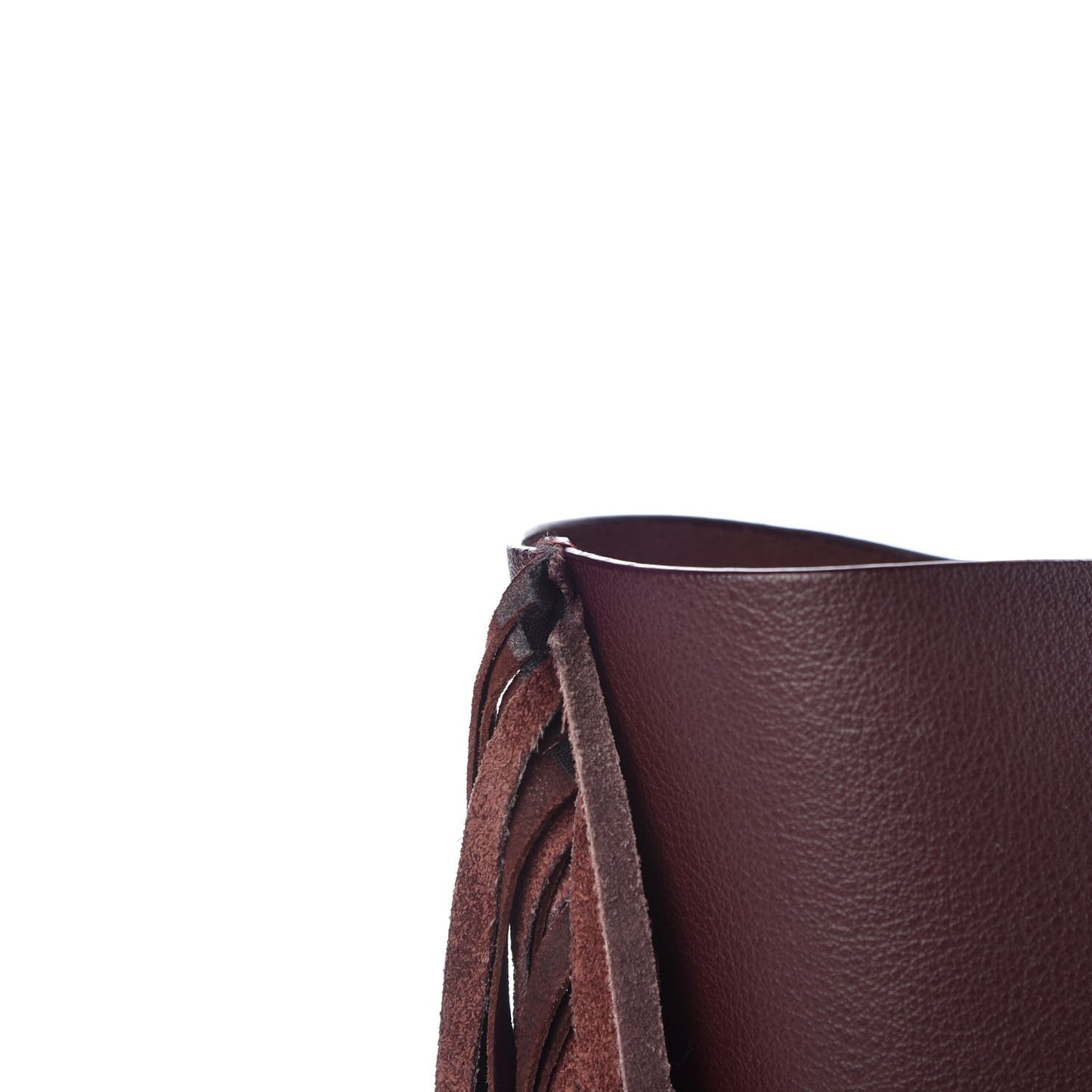 Calfskin Large Fringe Shopping Tote Amaranto