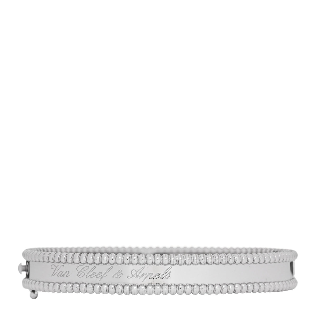 Van Cleef & Arpels 18K White Gold Perlee Signature Bangle Bracelet S 1 of 4