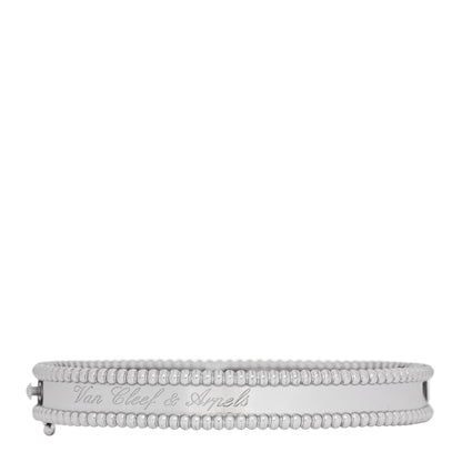 Van Cleef & Arpels 18K White Gold Perlee Signature Bangle Bracelet S 1 of 4