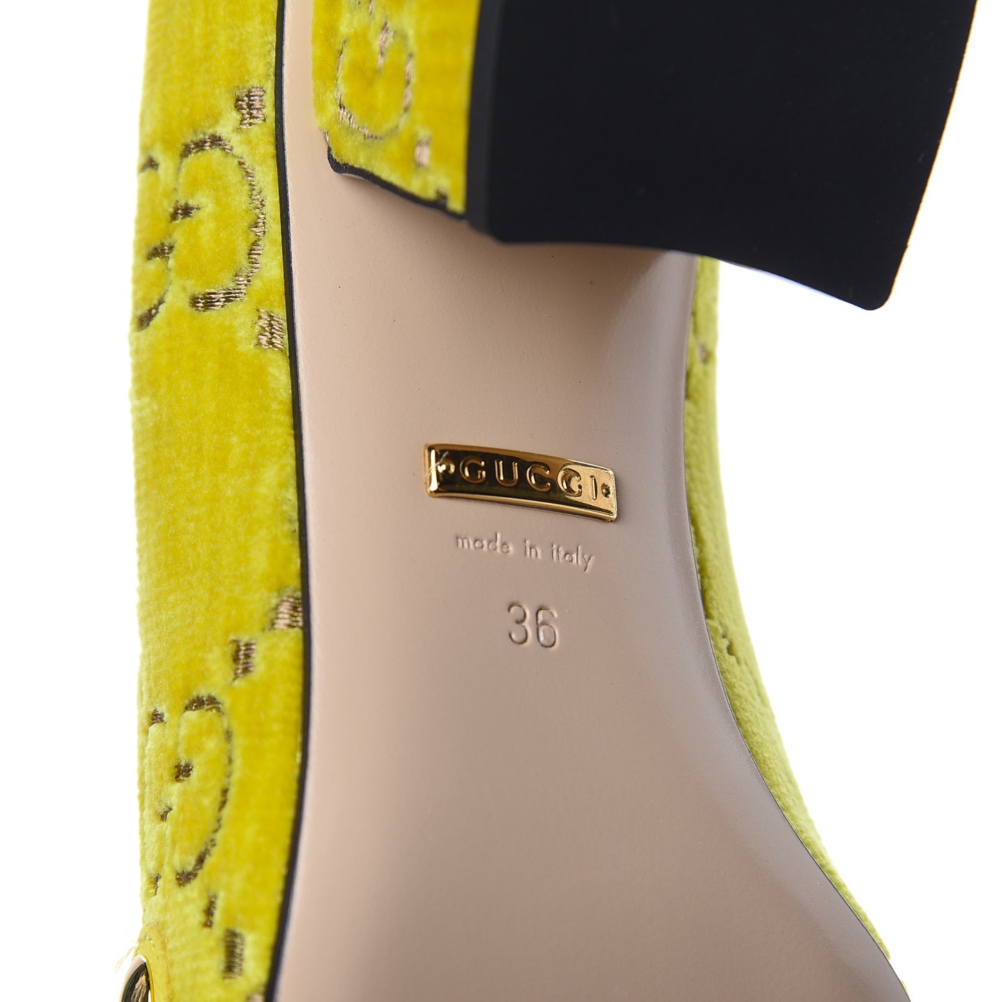 Velvet GG Monogram Sylvie Web Chain Mid Heel Loafers 36 Sunny Beige