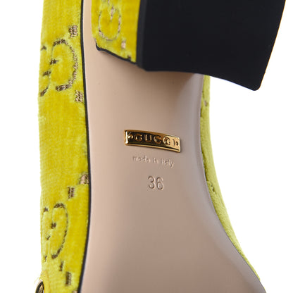 Gucci Velvet GG Monogram Sylvie Web Chain Mid Heel Loafers 36 Sunny Beige 7 of 11