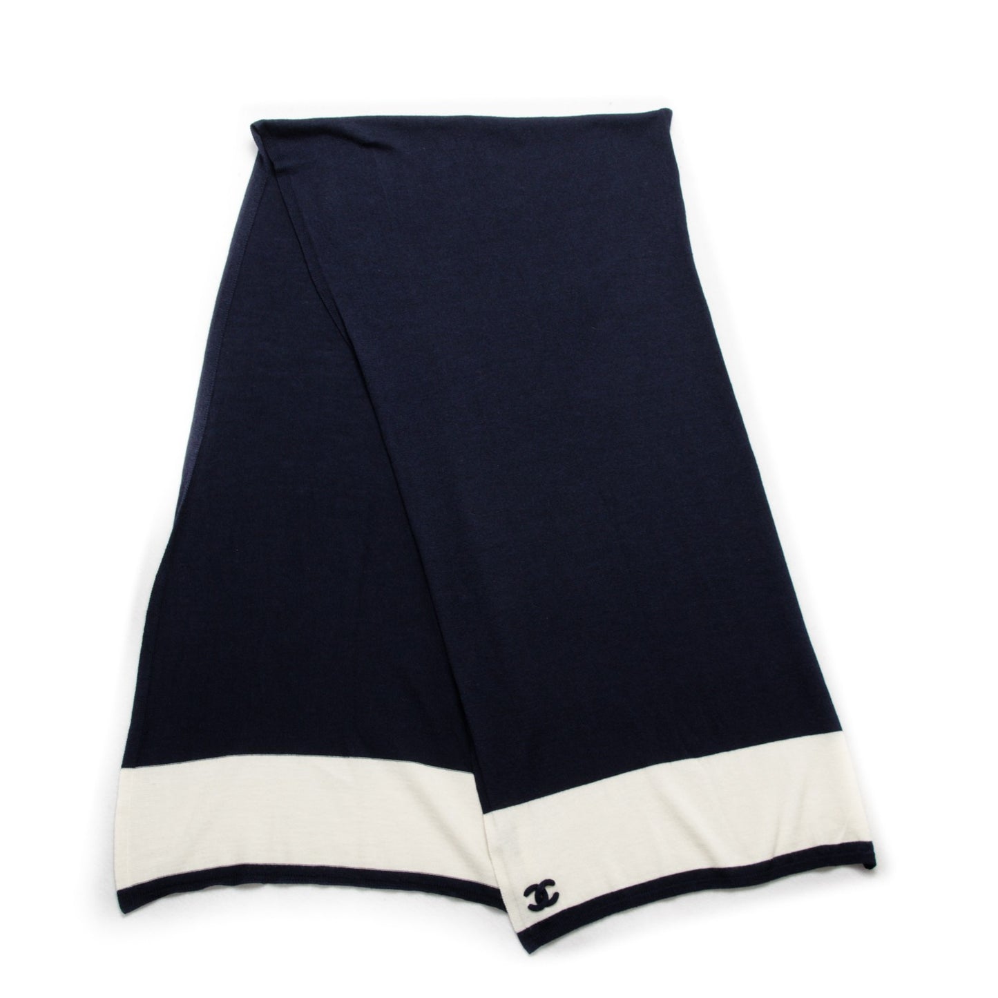 Cashmere Wool Silk CC Scarf Navy