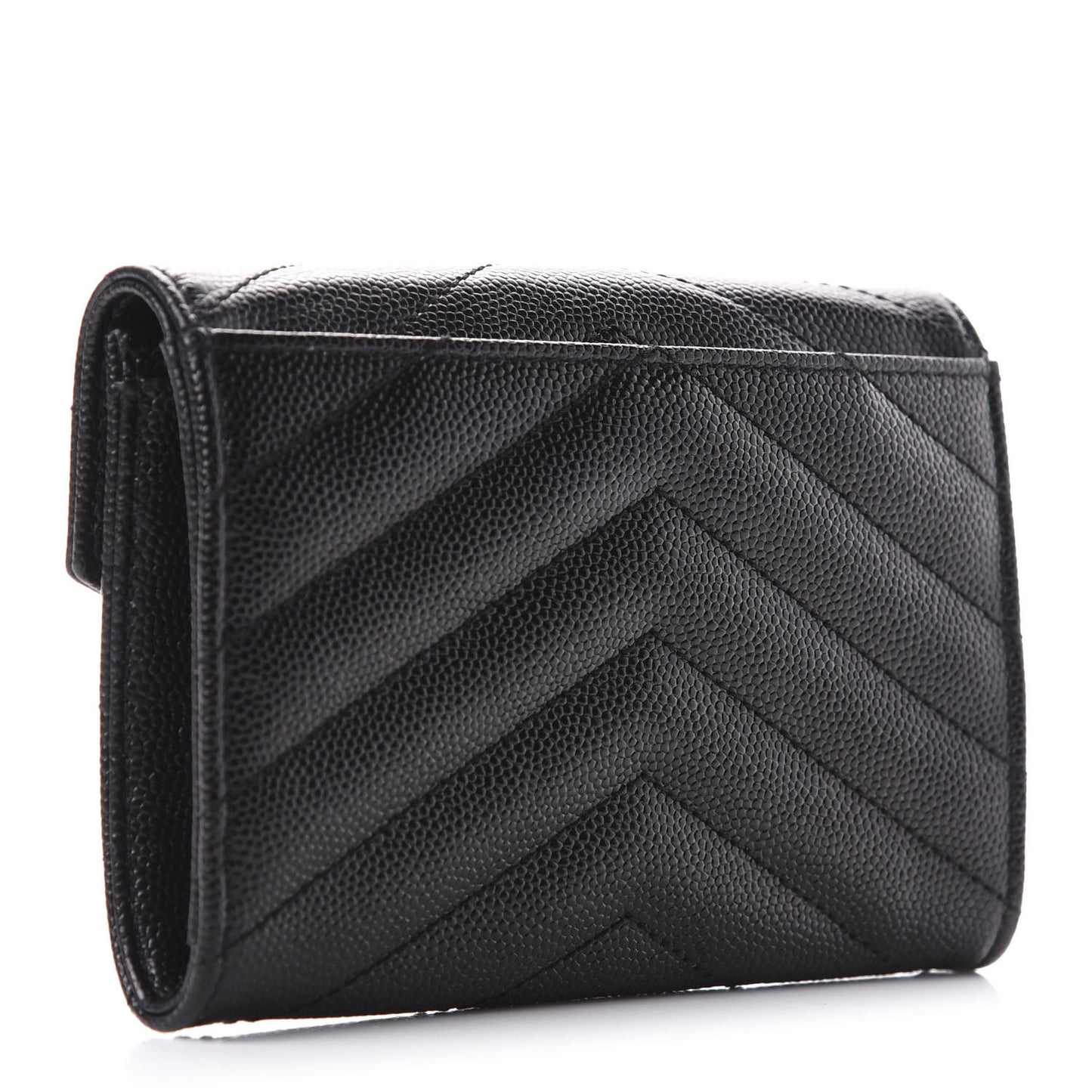 Grain De Poudre Matelasse Chevron Small Monogram Envelope Wallet Black