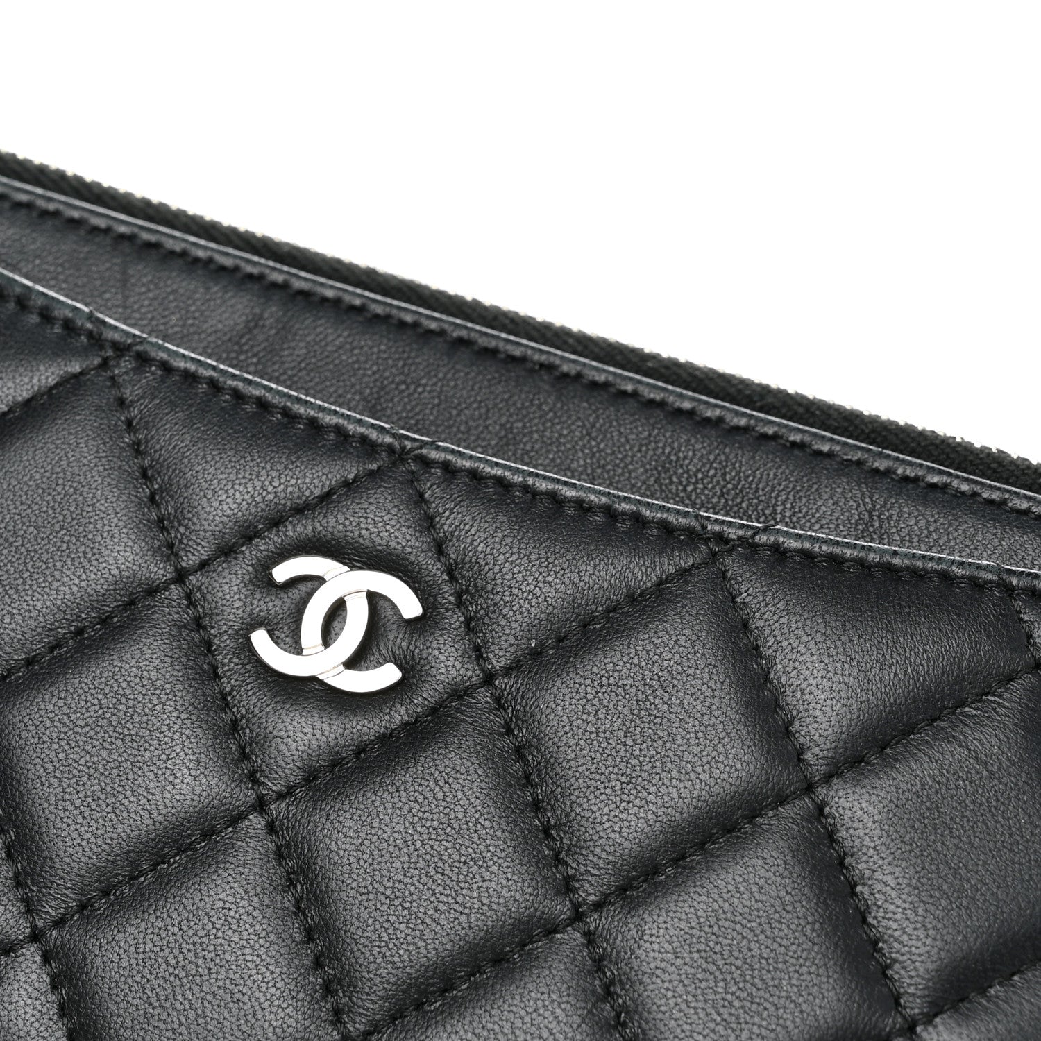 Chanel Lambskin Quilted Classic Zip Pouch Black 9 of 12