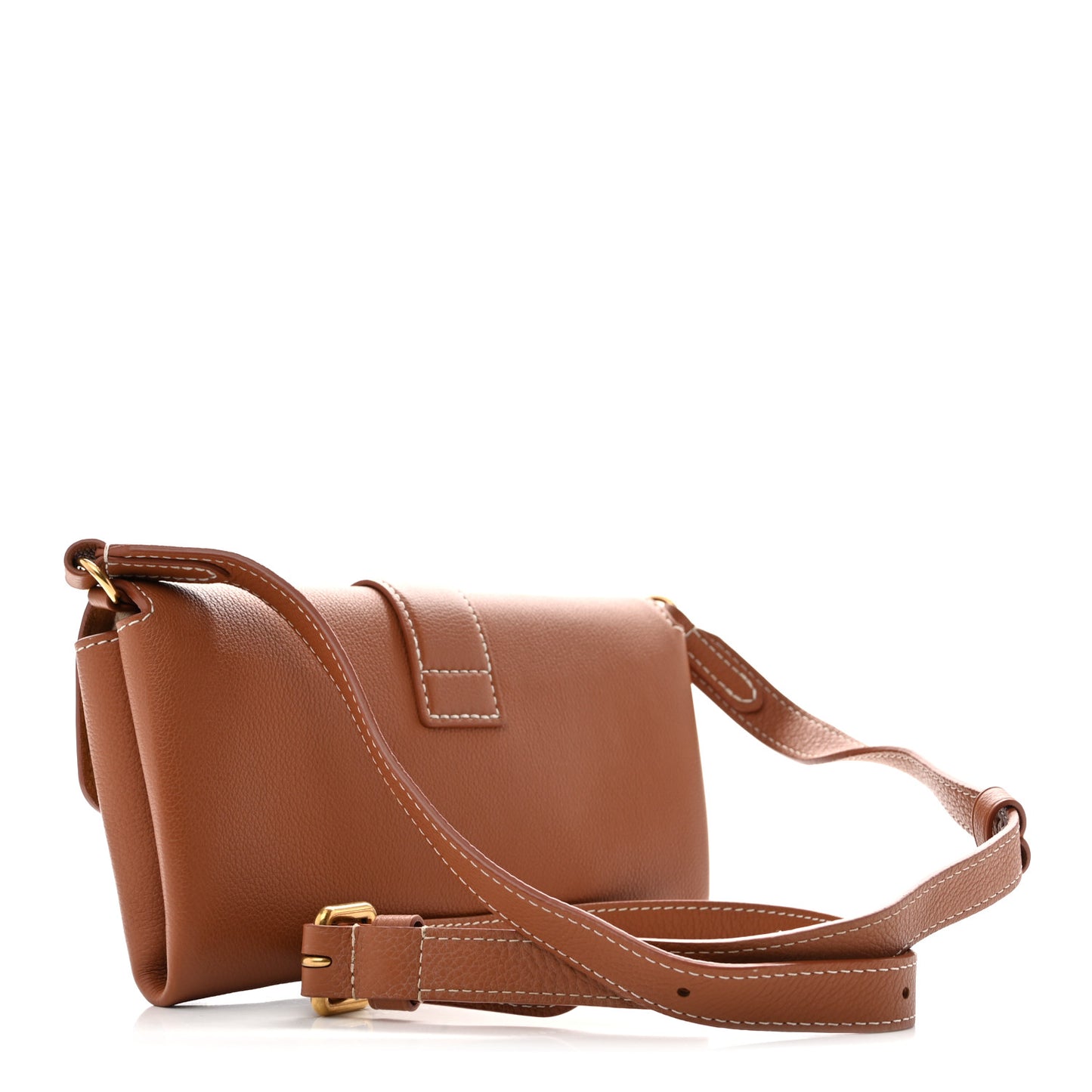 Grained Calfskin Low Key Wallet On Chain Cognac