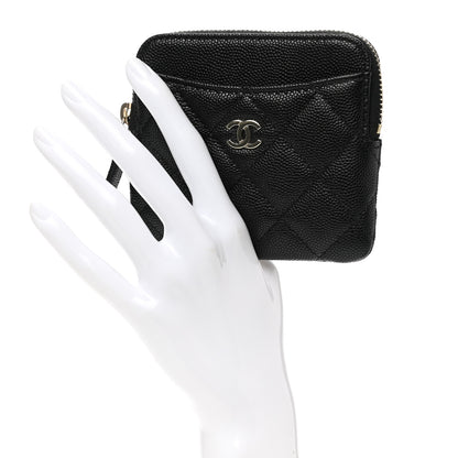 Chanel Caviar Quilted Zip Card Holder Wallet Black 2 of 8