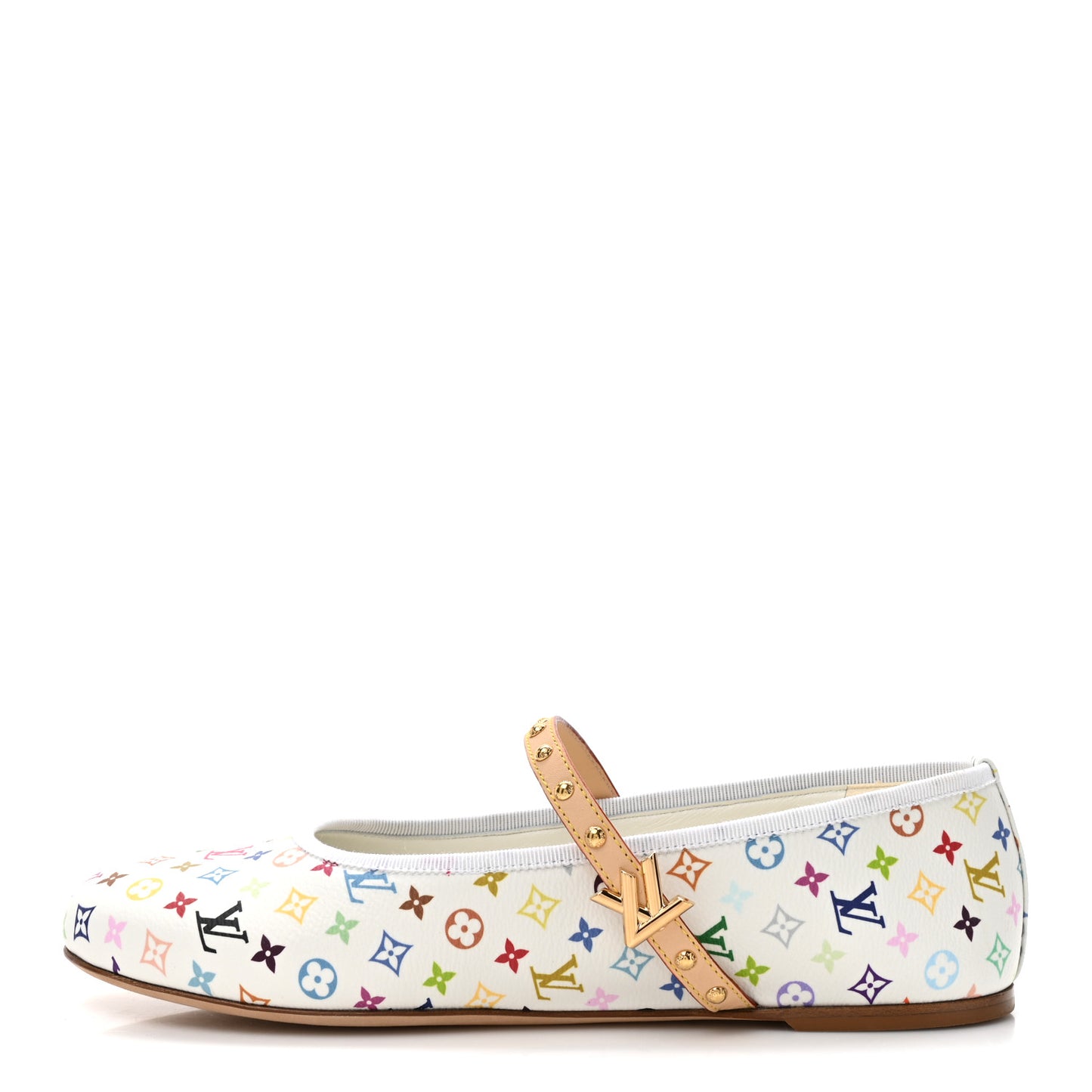 LV X TM Monogram Multicolor Romy Flat Ballerinas 38.5 White