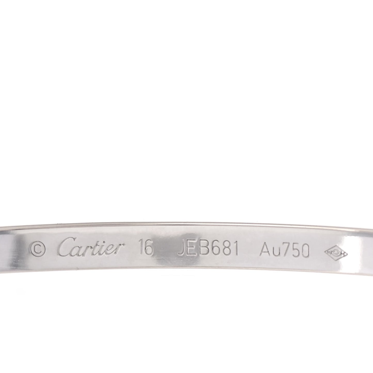 18K White Gold 6 Diamond Small LOVE Bracelet 16