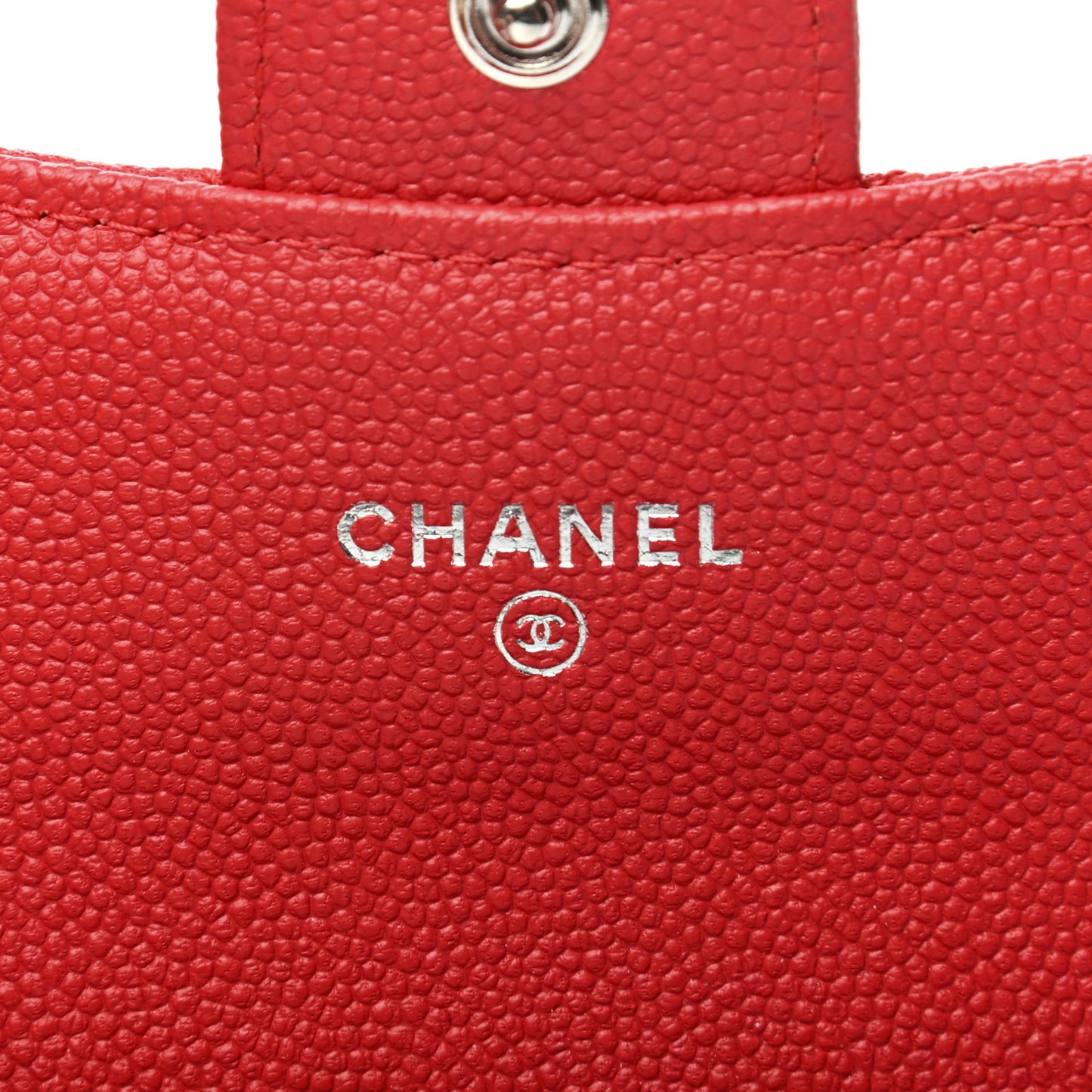 Caviar Chevron Quilted Flap Card Holder Red