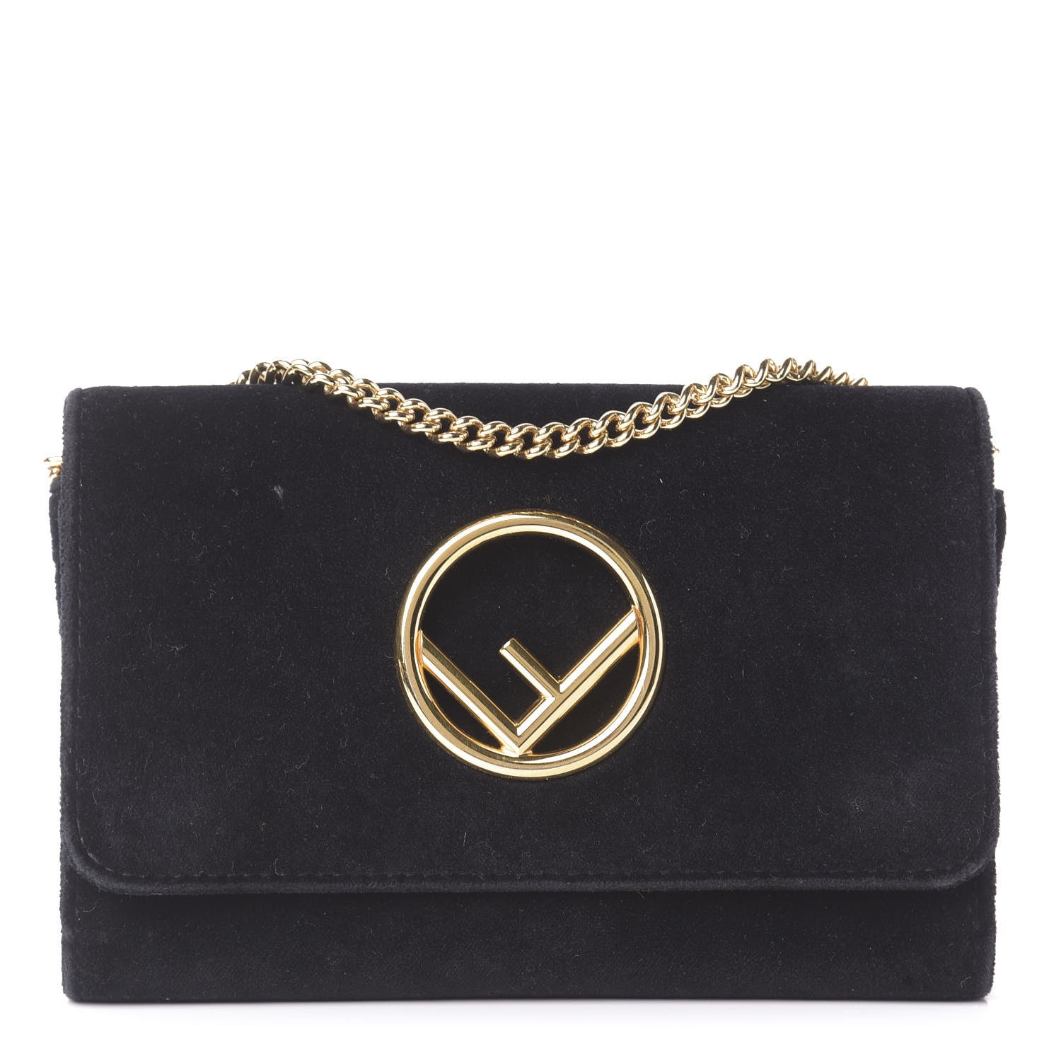 Fendi Velvet F is Wallet on Chain Black 1 of 13