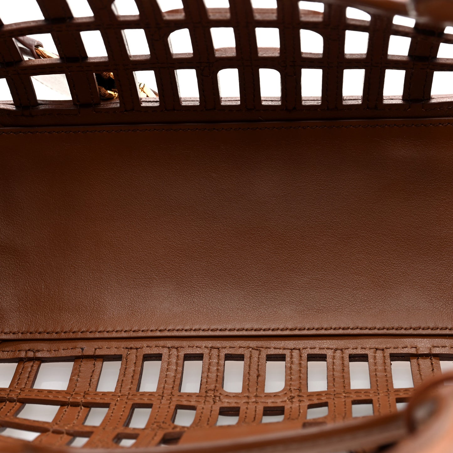 Calfskin Logo Basket Bag Cognac