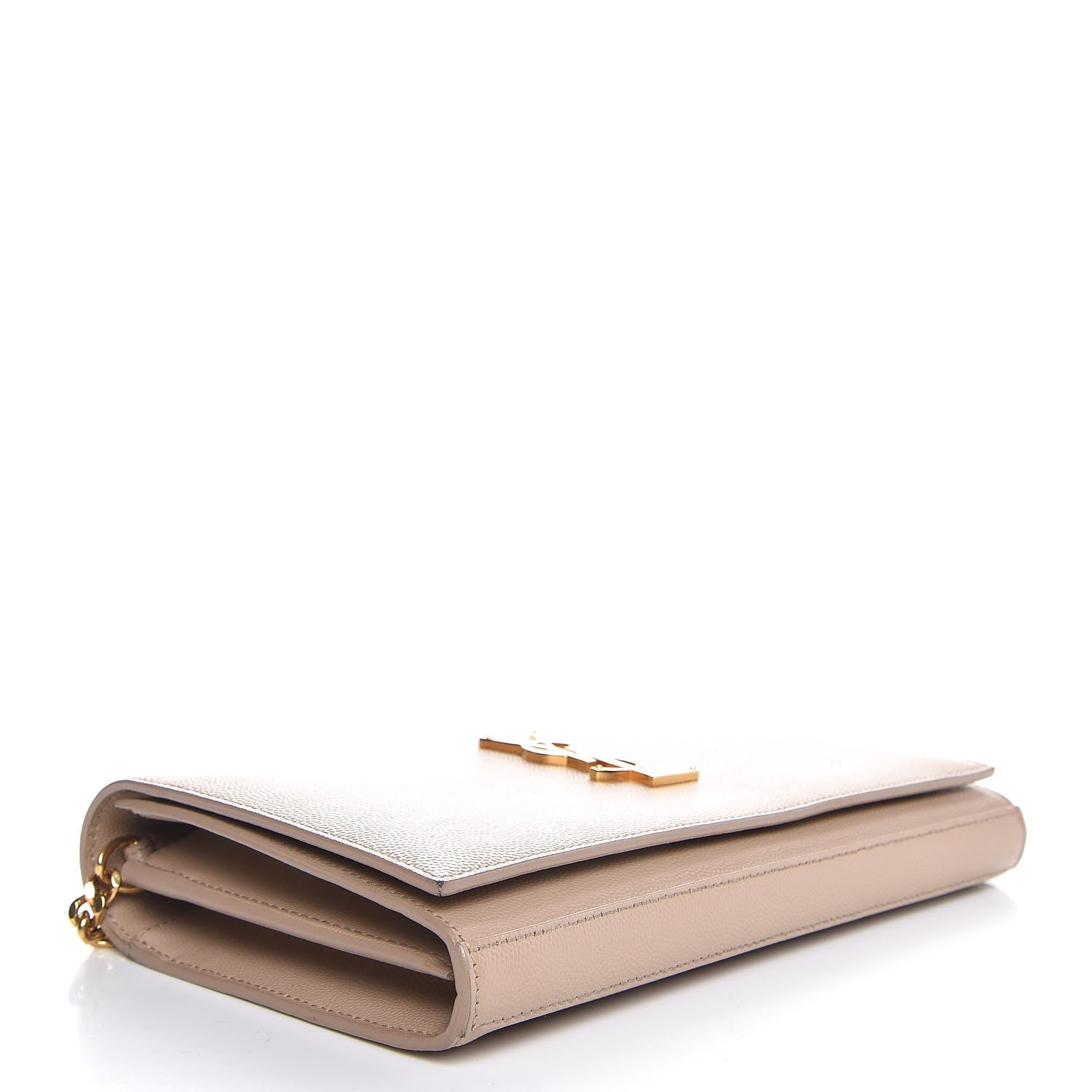 Saint Laurent Grain De Poudre Monogram Chain Wallet Dark Beige 4 of 9