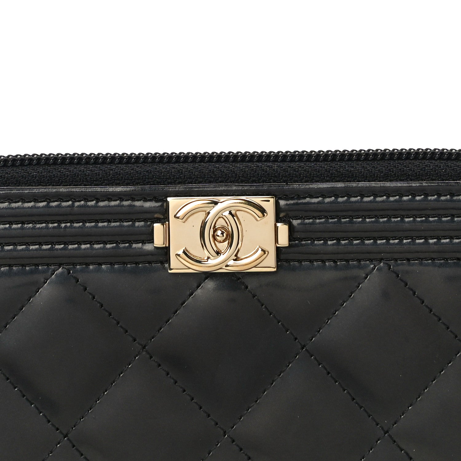 Chanel Glazed Calfskin Quilted Small Boy Zip Around Wallet Black 9 of 12