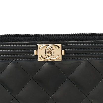 Chanel Glazed Calfskin Quilted Small Boy Zip Around Wallet Black 9 of 12