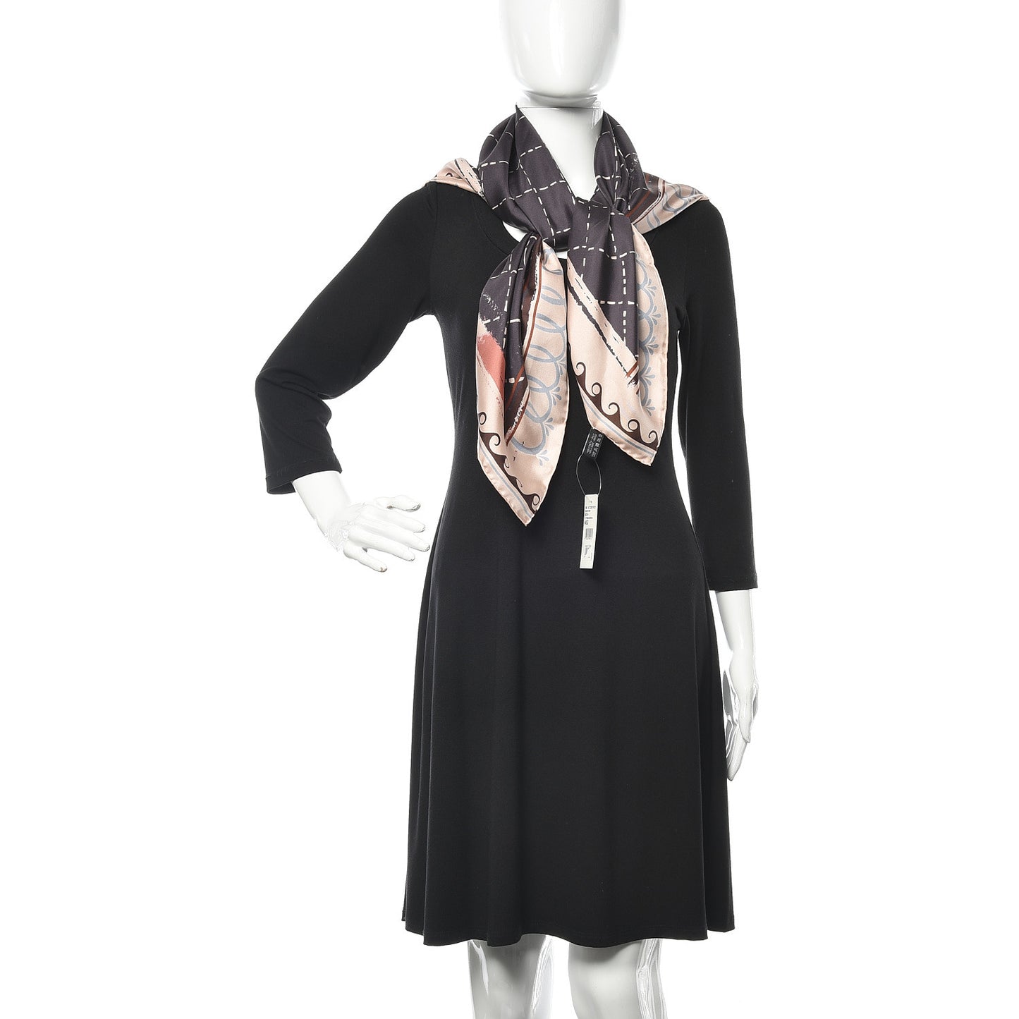 Silk CC Square Scarf Light Pink Charcoal