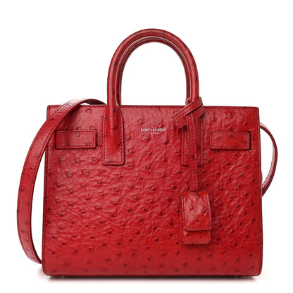 Saint Laurent Ostrich Nano Sac De Jour Red 1 of 9
