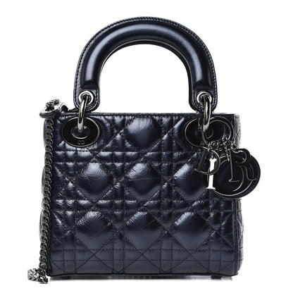Christian Dior Metallic Calfskin Cannage Mini Lady Dior Marine 1 of 10