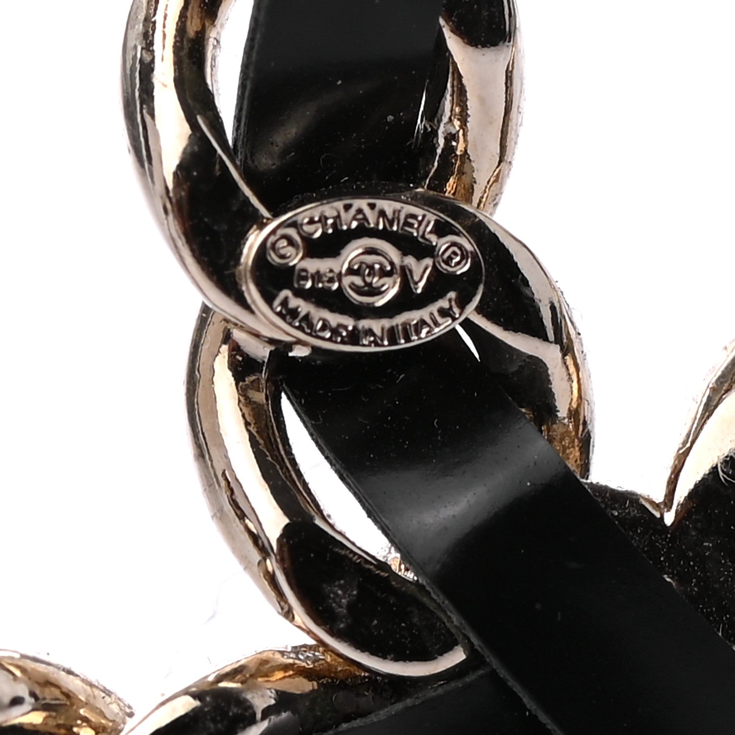 Chanel Lambskin Crystal Chain CC Charms Brooch Black Gold 3 of 4