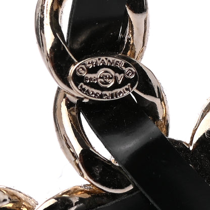 Chanel Lambskin Crystal Chain CC Charms Brooch Black Gold 3 of 4