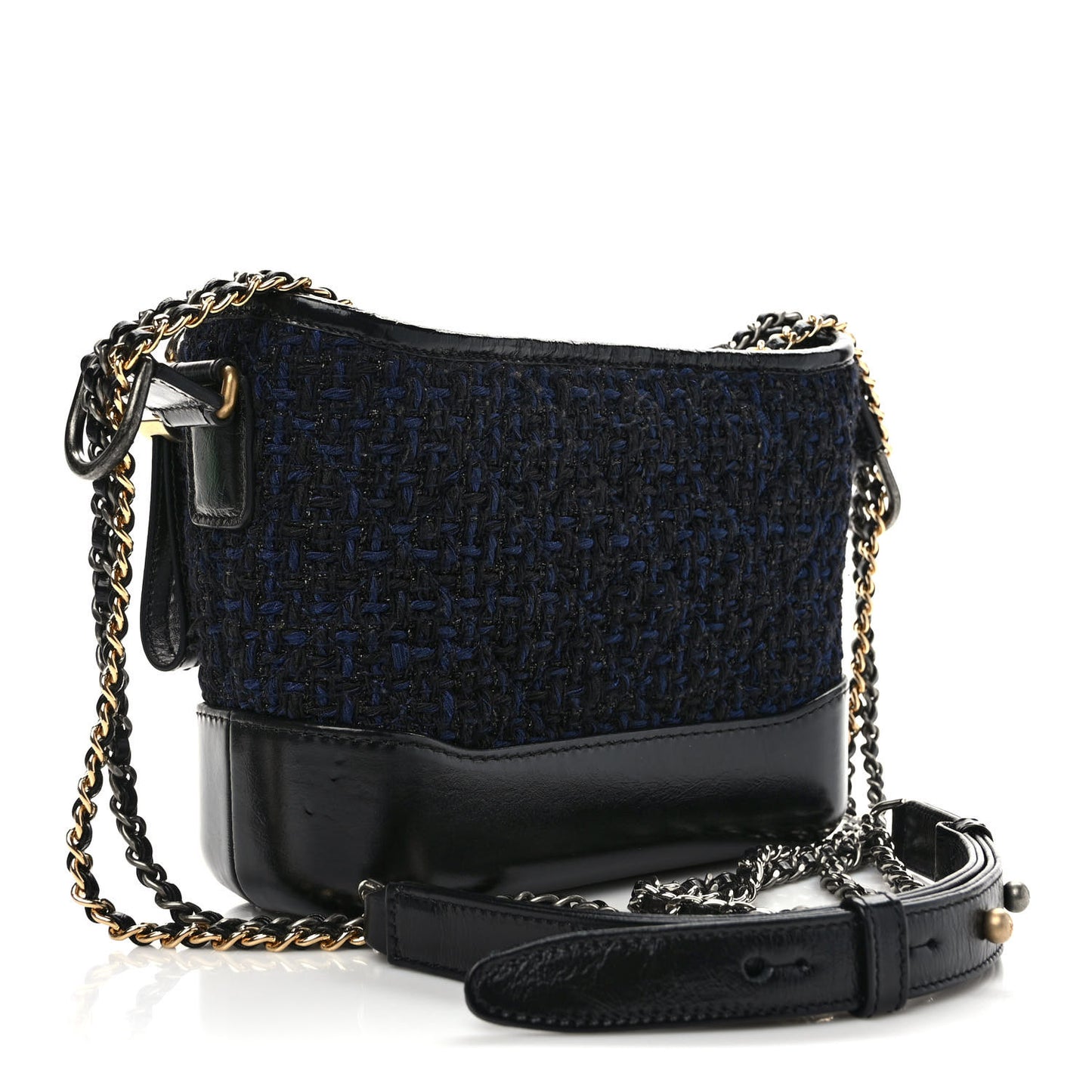Tweed Calfskin Small Gabrielle Hobo Black Blue