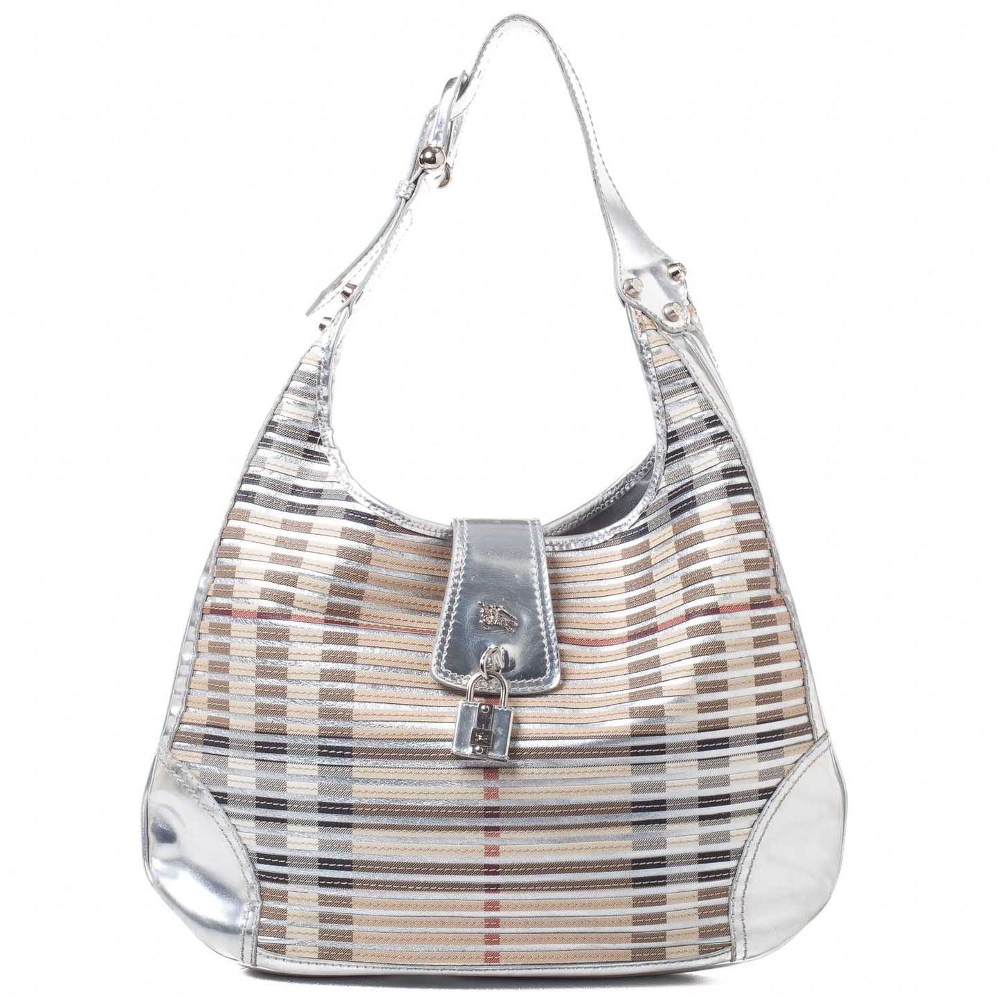 House Check Sliced Brook Hobo Metallic Silver