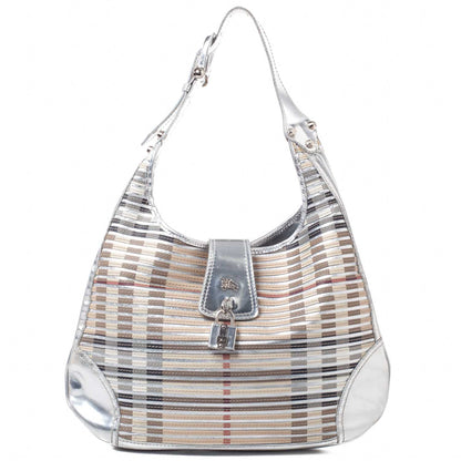 Burberry House Check Sliced Brook Hobo Metallic Silver 1 of 10
