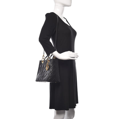 Christian Dior Lambskin Cannage Medium Lady Dior Black 2 of 14