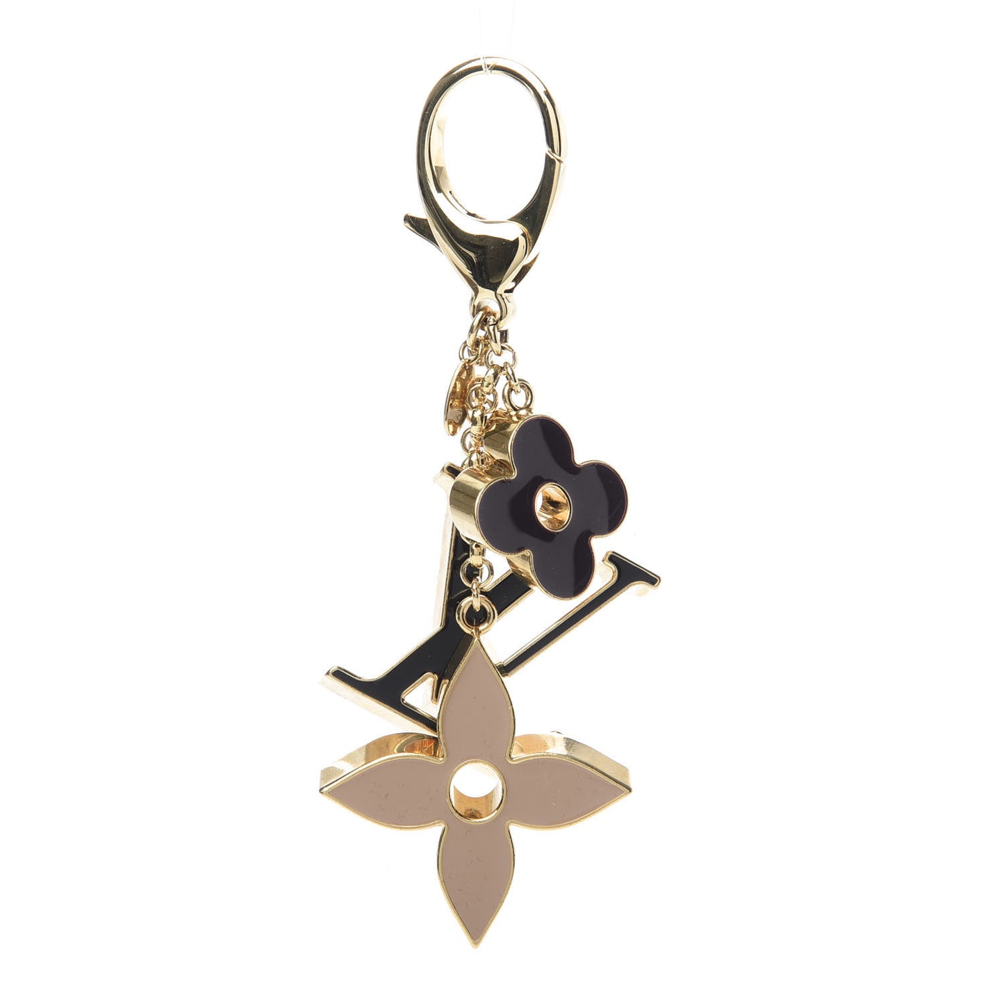 Fleur De Monogram Bag Charm Dore