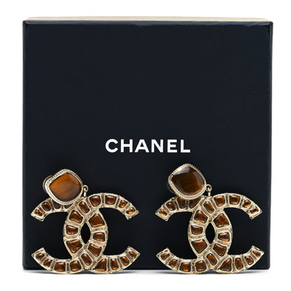 Chanel Metal Gripoix Along The Nile Clip On Earrings Gold Orange 5 of 5