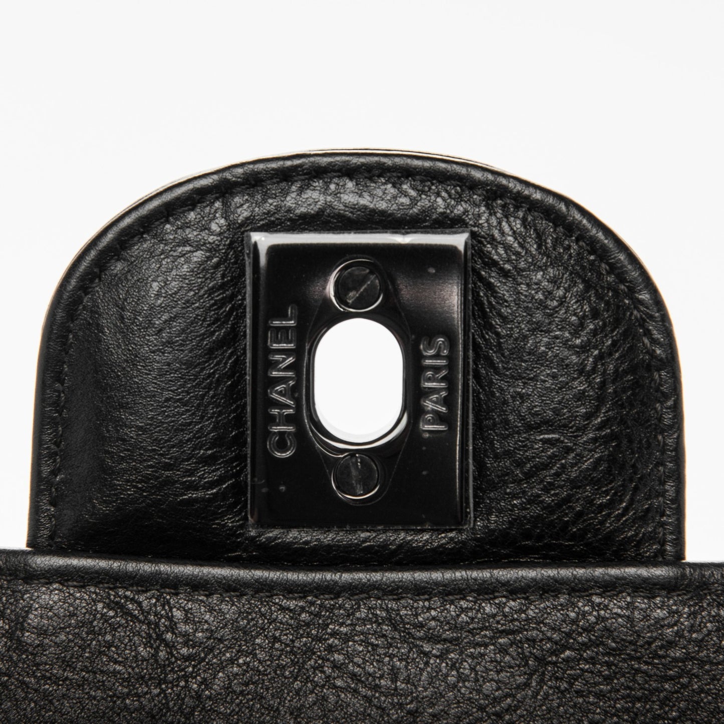 Crumpled Calfskin Quilted Mini Rectangular Flap So Black
