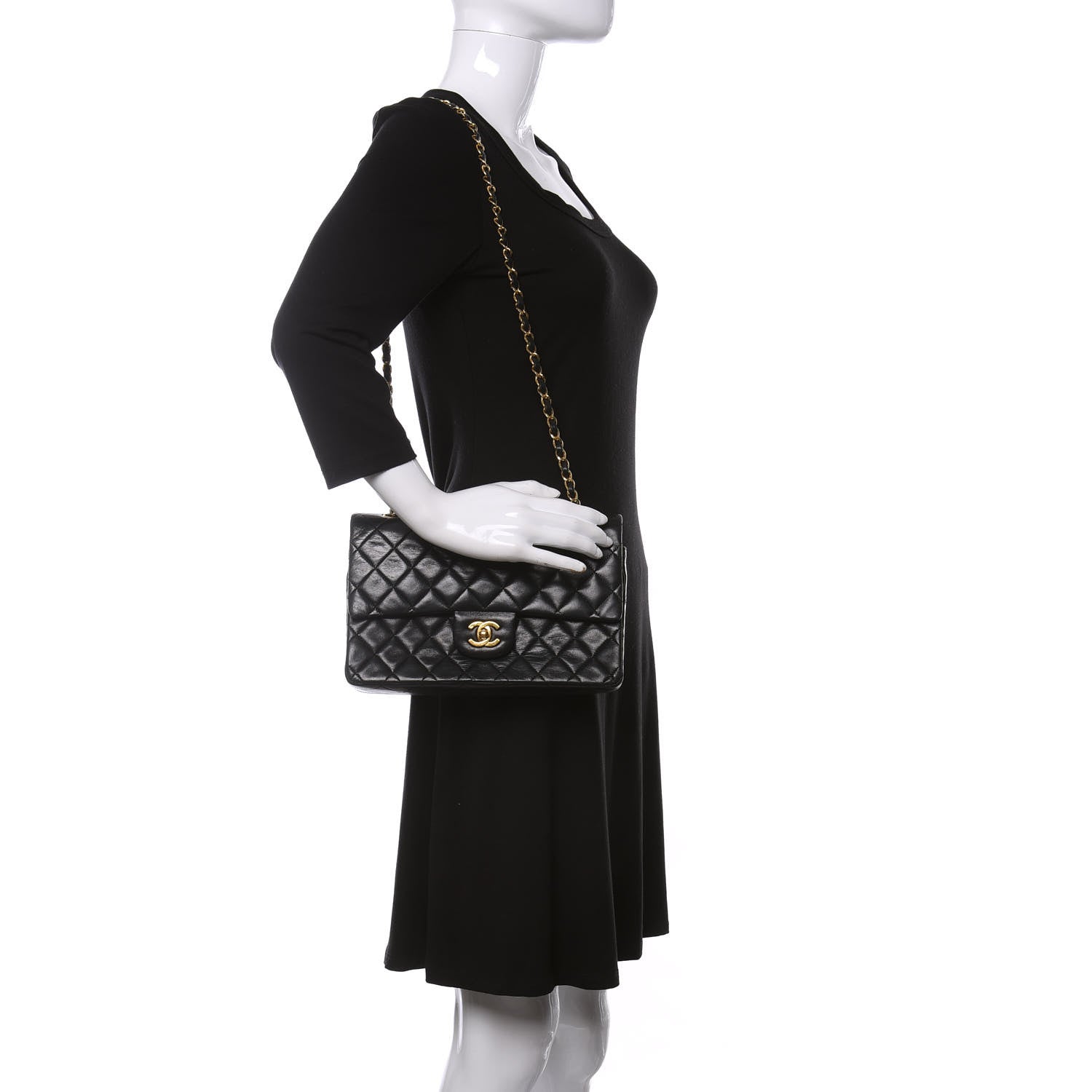 Chanel Lambskin Quilted Medium Double Flap Black 2 of 9