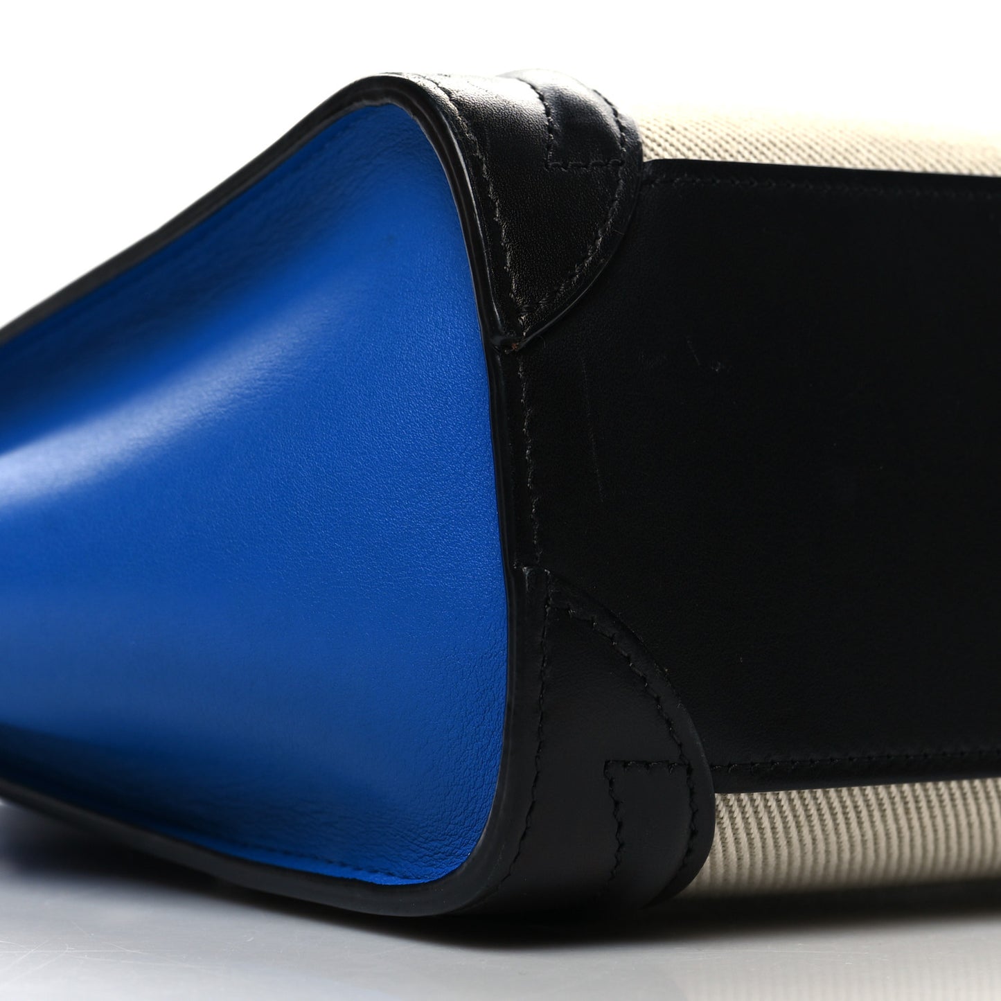 Canvas Smooth Calfskin Nano Tri-Color Luggage Natural Blue